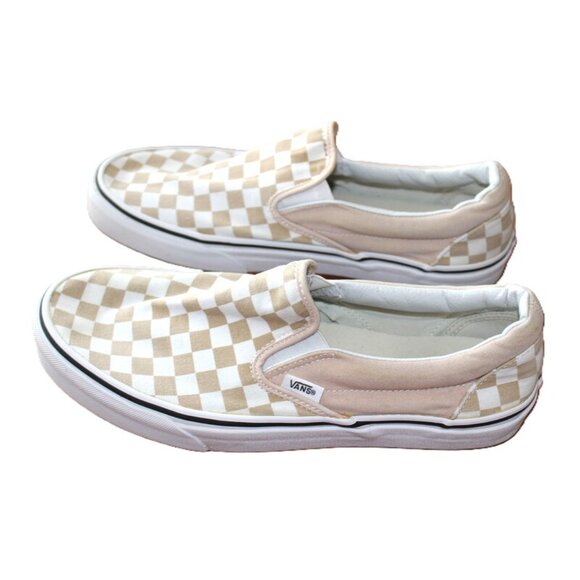 VANS Classic Checkerboard Slip-Ons, Warm Taupe/White - Unisex, M9.5/W11 - Picture 13 of 15